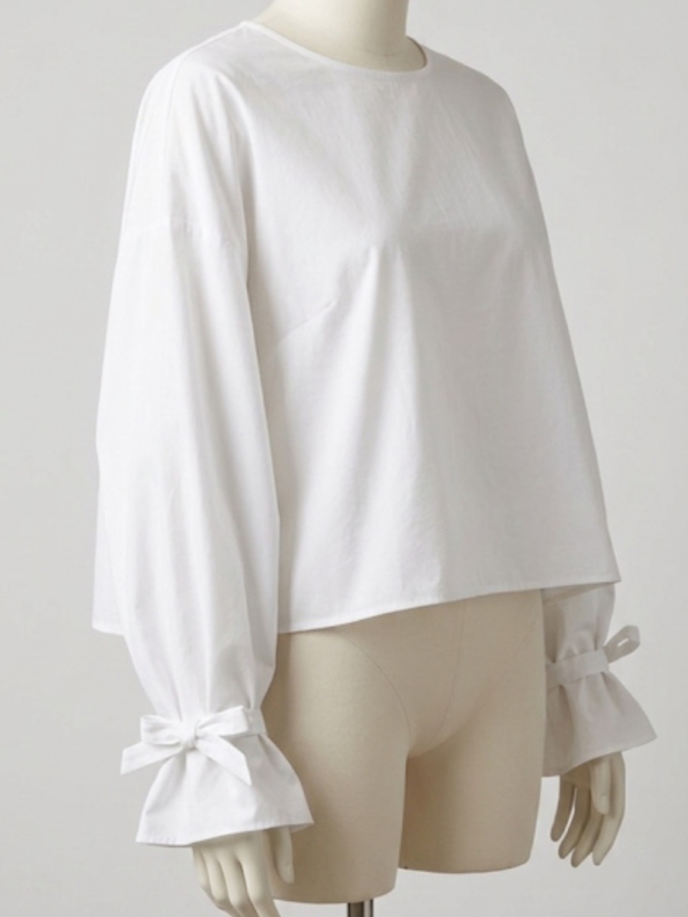 NEW Wilfred Elodie Cotton Boxy Tie Up Cuff Long Sleeve Blouse Cropped